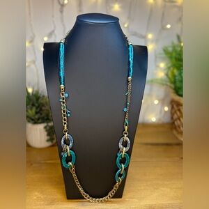 Chico's Gold and Teal Link Necklace